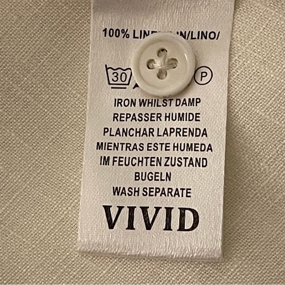 Vivid Linen Pleated Button Up Blouse With Roll Tab Sleeves Size Large - Picture 16 of 16